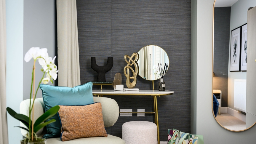 A modern and stylish seating area within a new build home