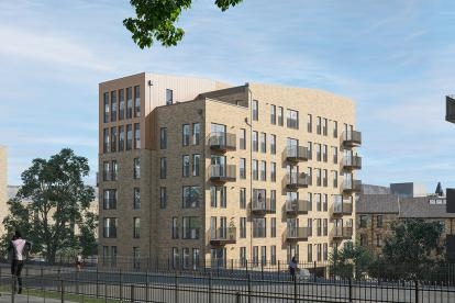 Exterior computer-generated image of The Victoria development in Glasgow
