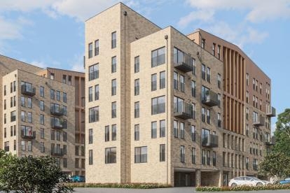 Exterior computer-generated image of the Glasgow development The Victoria.