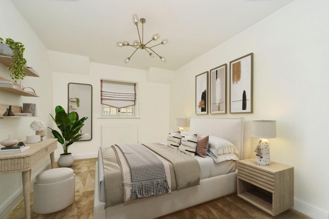 A computer generated image of the Bedroom at Ampney Meadows Plot 4