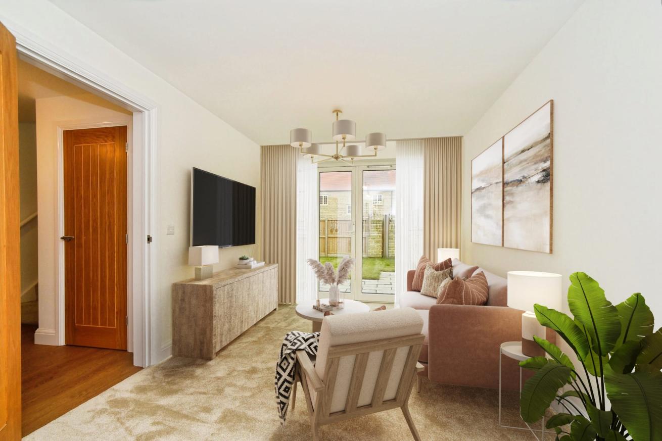 A computer generated image of the Living Room at Ampney Meadows Plot 4