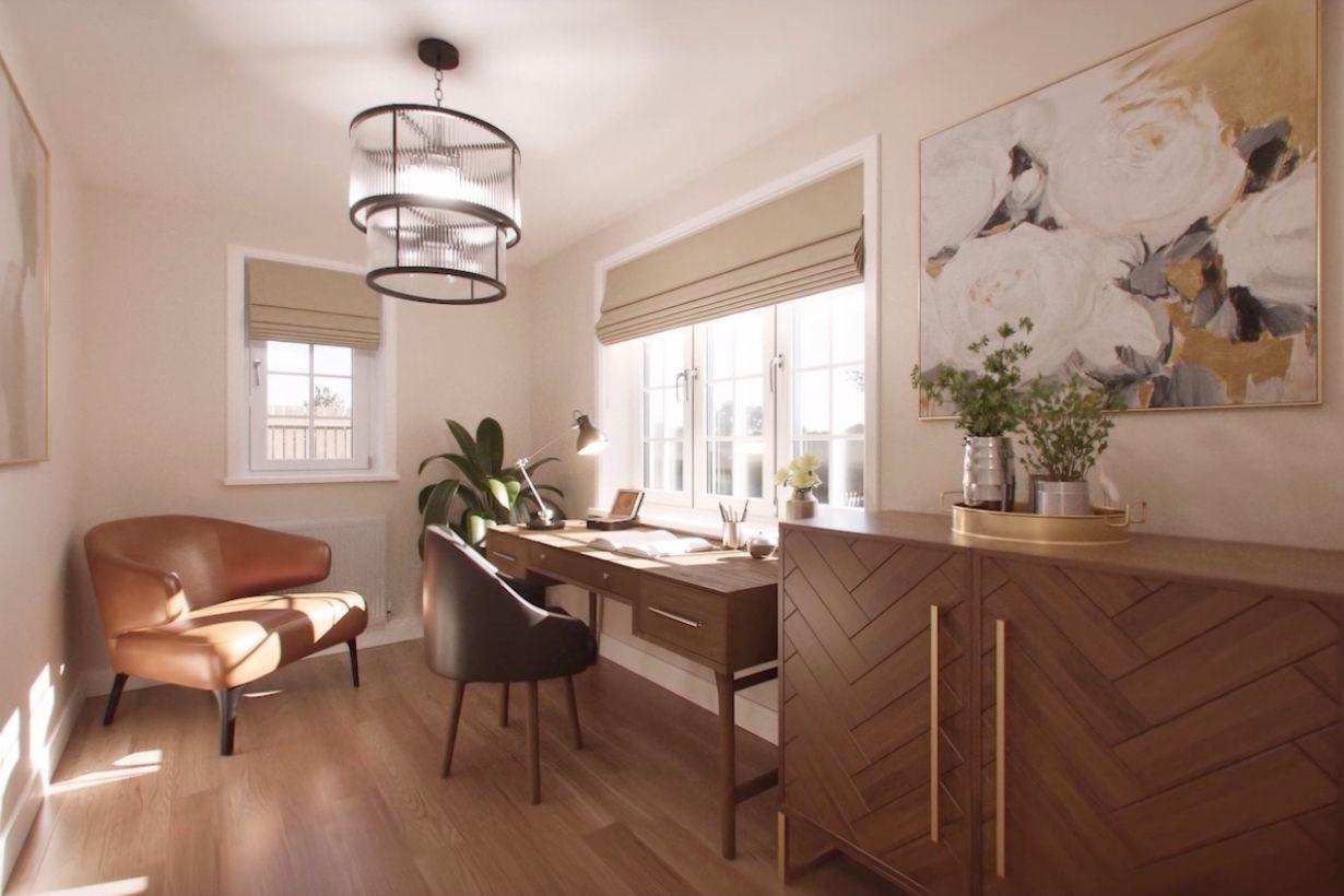 Computer generated images showing the interior of a 4-bedroom home property type.
