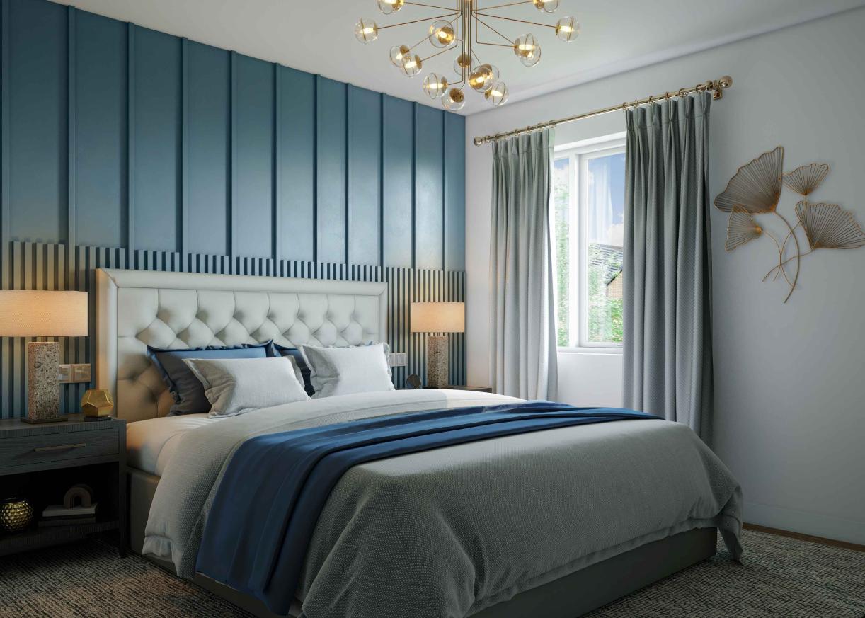 Computer generated images showing a representation of the 2-bedroom Perry house type.