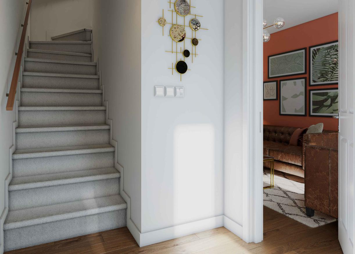 Computer generated images showing a representation of the 2-bedroom Perry house type.