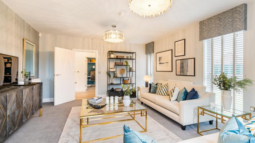 Example interior of a living room at the Southfields development