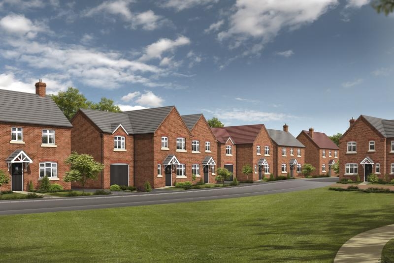 A computer-generated image of the street scene at the Orchardside development in East markham, Nottinghamshire